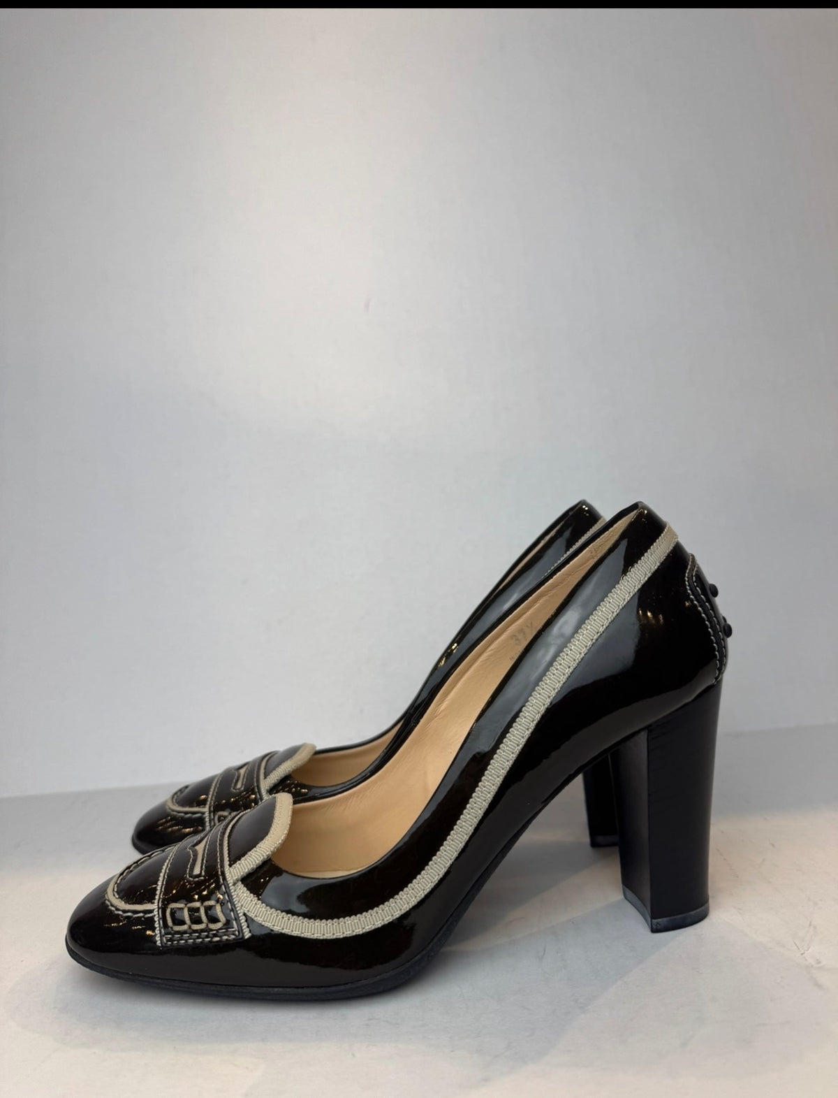 TODS Patent Leather Penny Loafer Pumps/6.5-EU37.5