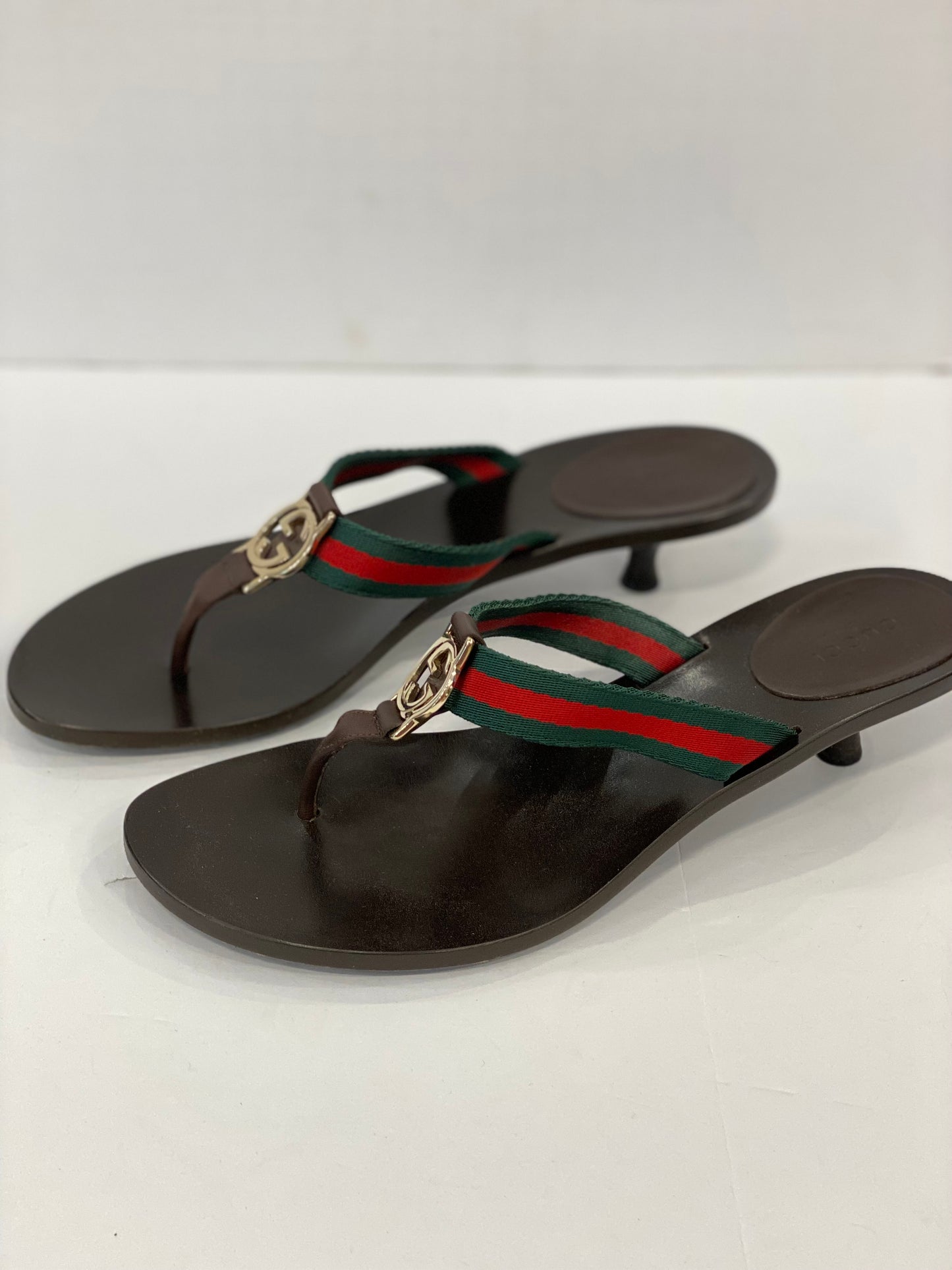 GUCCI Toe Slide Kitten Heels Sandals/US9