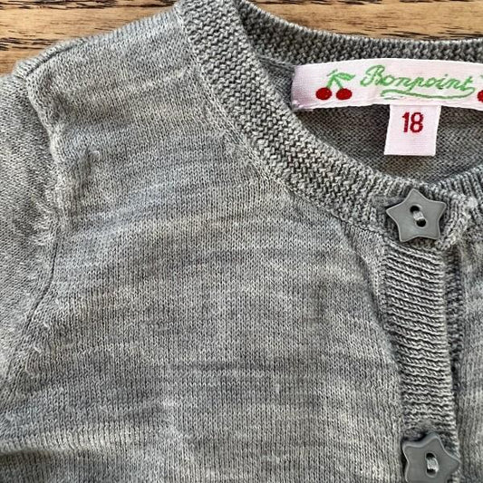 BONPOINT Wool Cardigan with Star Buttons Size 18M