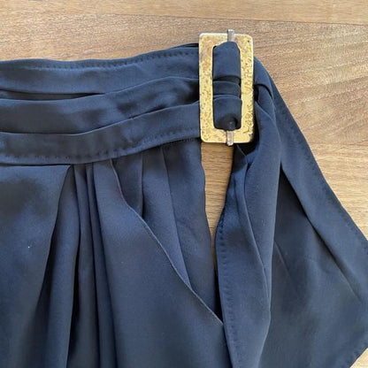 LOUIS VUITTON Silk Flair Skirt with Gold Buckle
