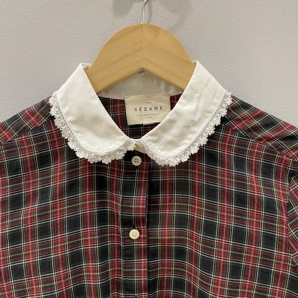 SEZANE Plaid Shirt with White collar Size S