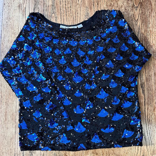 OLEG CASSINI Vintage LS Evening blouse Size S