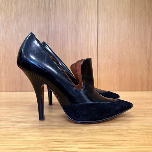 CELINE Pointy leather and Suede Black Heels / US6.5-EU37