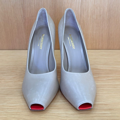 BURBERRY New Leather Peep Toe  /US7.5-EU38