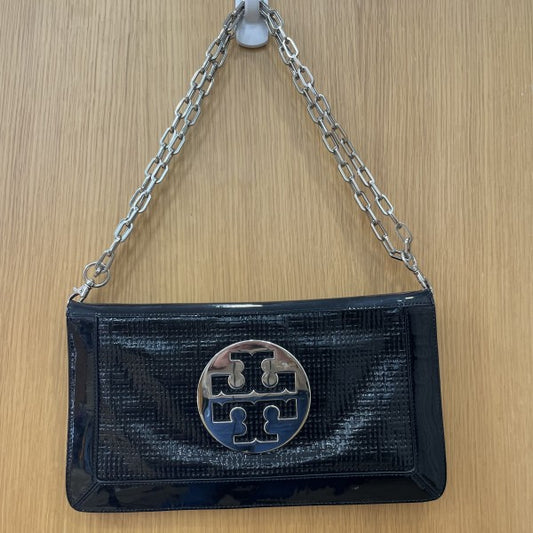 TORY BURCH Patent Leather Folded clutch with silver chain