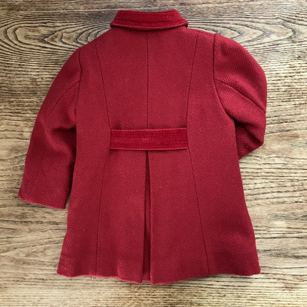 BBZ CREACIONES Red Girl Coat Wool Blend & Hat / 12M