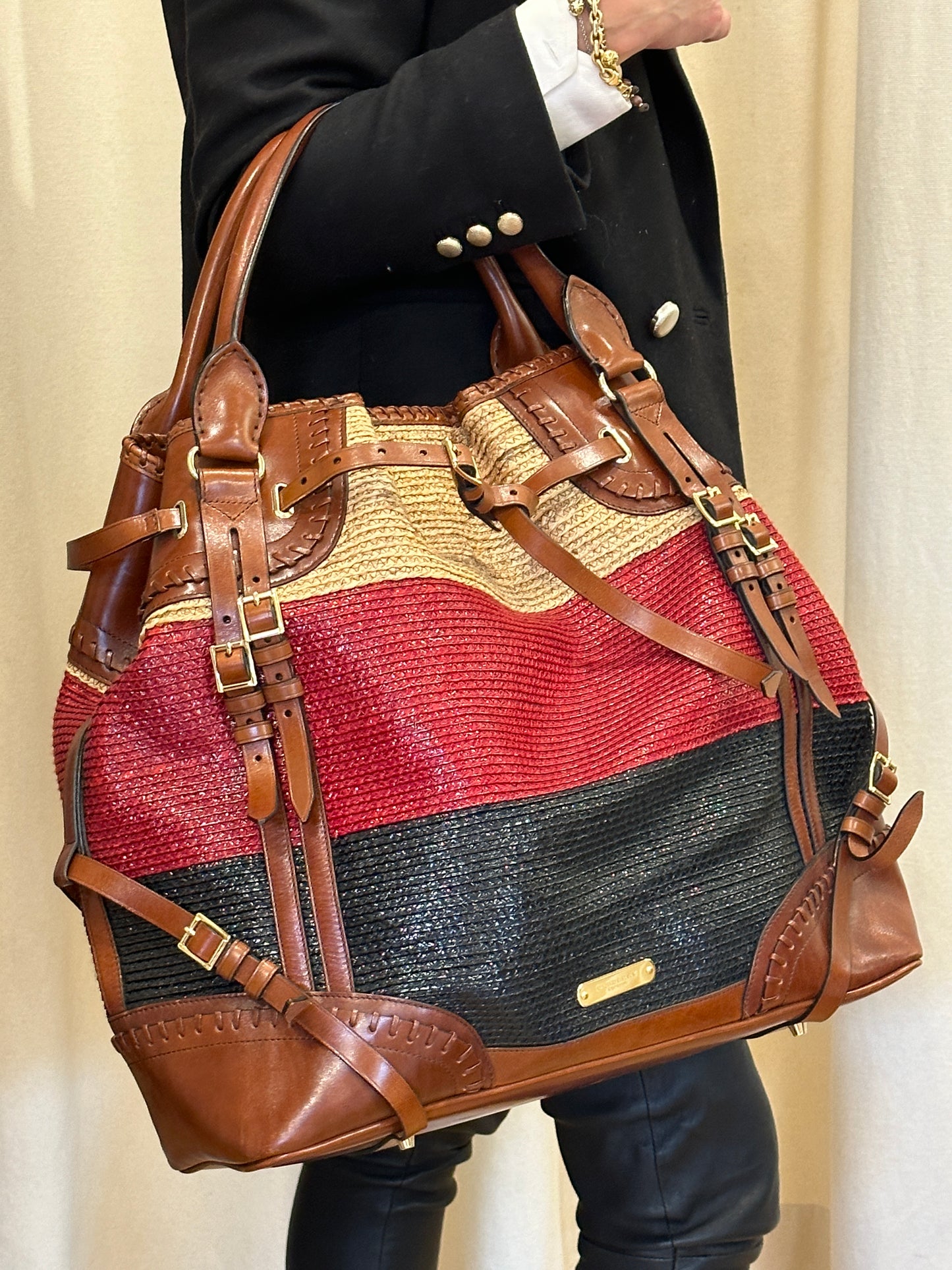 BURBERRY Prorsum Spring 2012 Raffia Whipstitch Tote Large Second