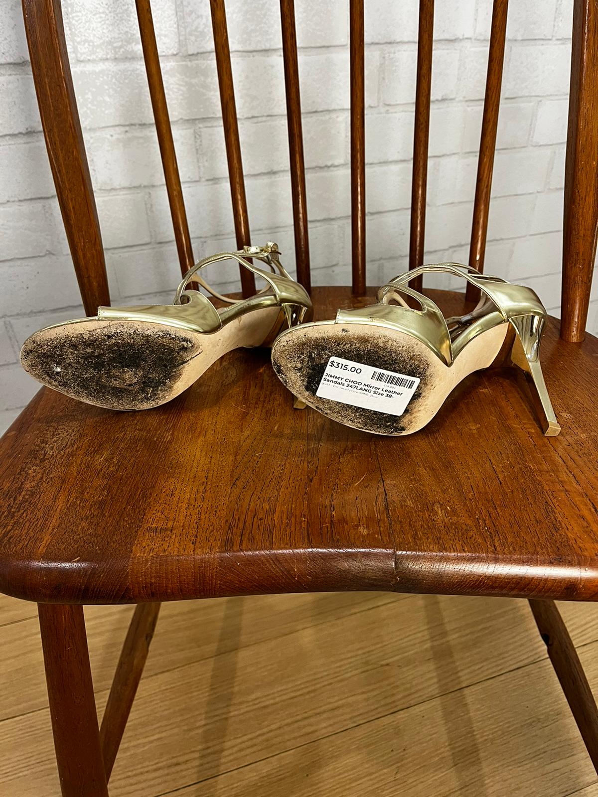 JIMMY CHOO 247LANG Leather Sandals  / US8-EU38