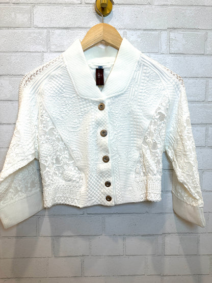 HIGH Tech Cropped Lace and Cotton cardigan / M-US8