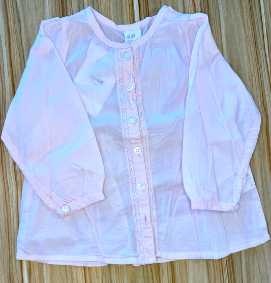 H&M Embroidered Shirt LS / 9-12M