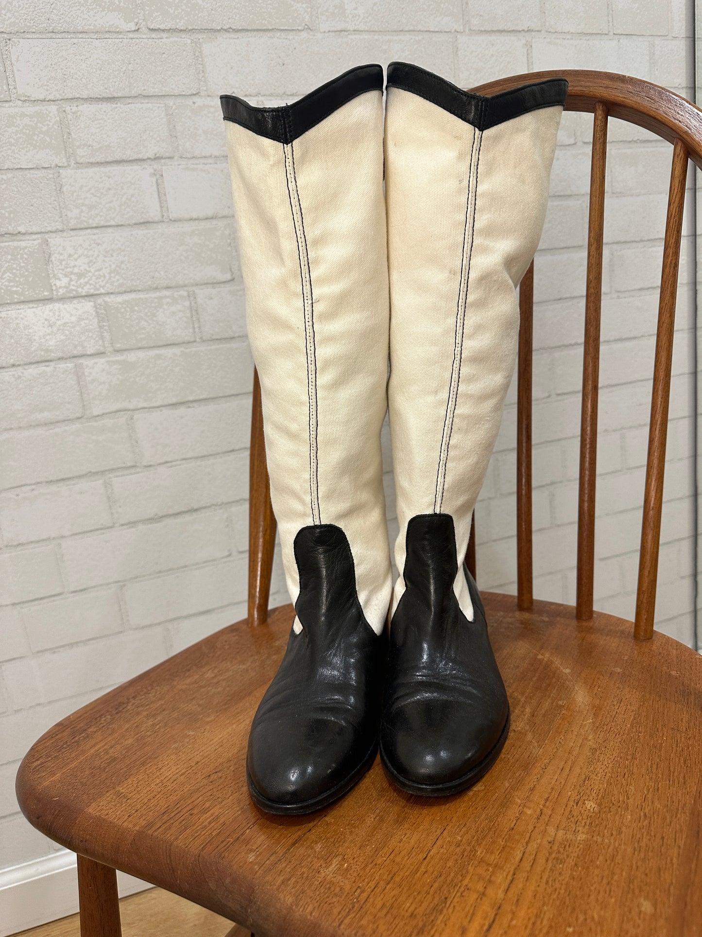 PERTINI Bi material Flat tall Boots / US6.5-EU37