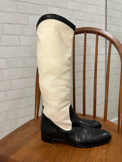 PERTINI Bi material Flat tall Boots / US6.5-EU37