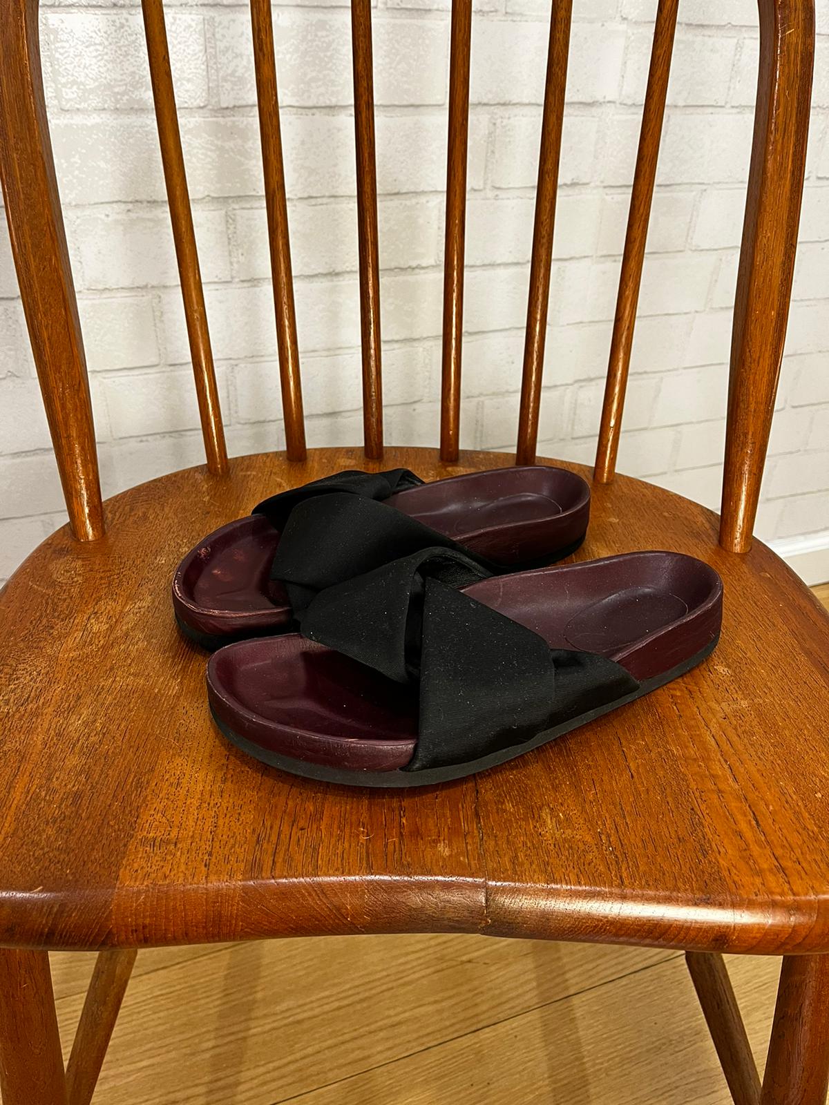 CELINE leather satin slides / US7.5-Eu38