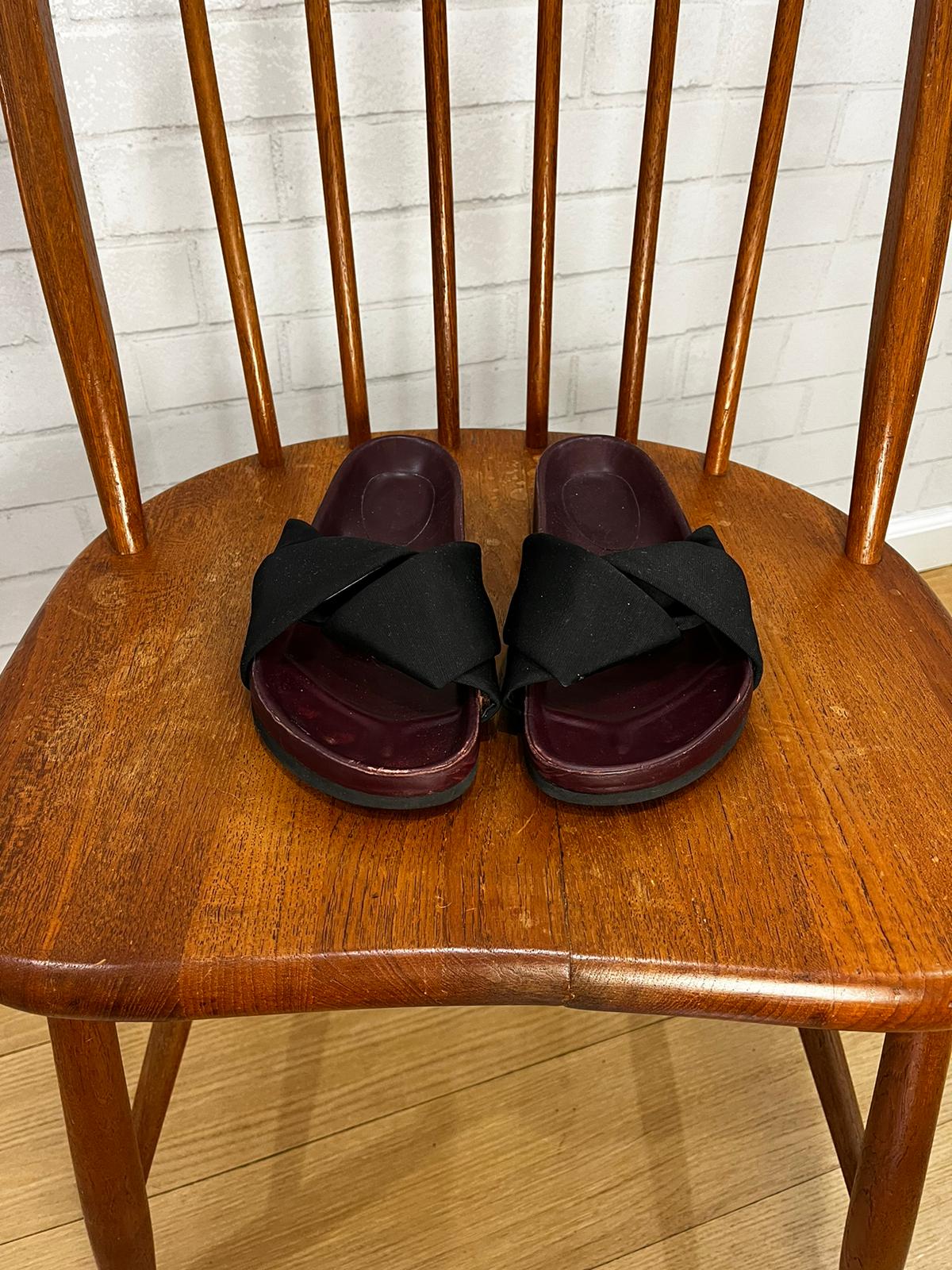 CELINE leather satin slides / US7.5-Eu38