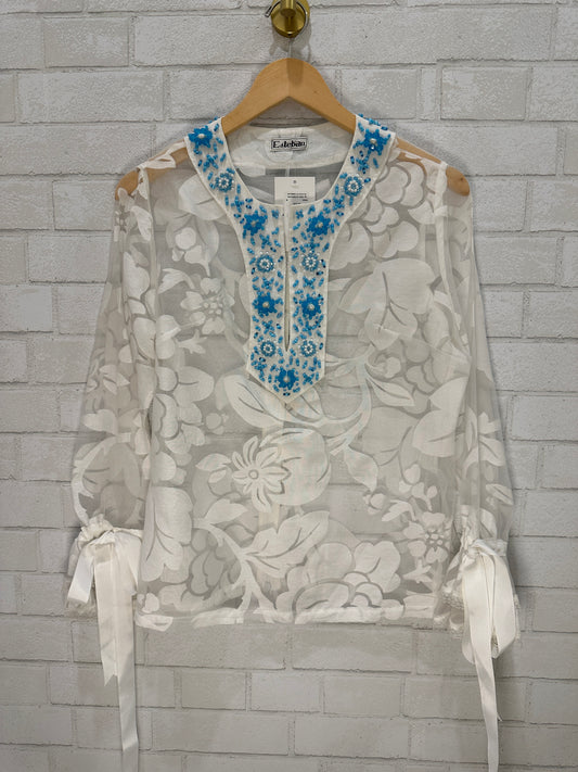 ESTEBAN LS Cover Up with beads on collar / M
