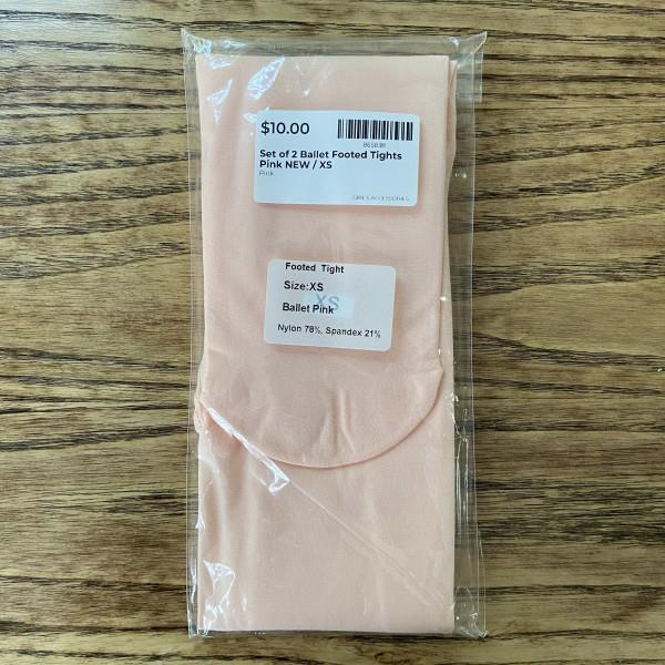 Set of 2 Ballet Footed Tights Pink NEW / XS